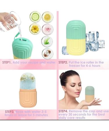 H&J Ice Cube Roller Massager - Natural Facial & Neck Care Reduce Eye Puffiness & Migraine Pain BPA Free Silicone Ice Mold (Purple & Green - Buy Online on GoSupps.com
