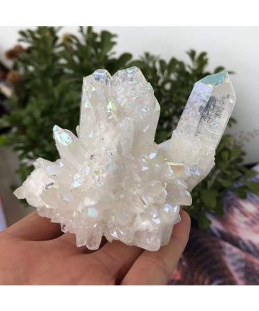 200-300g Natural White Angel Aura Crystal Cluster Electroplating Titanium Coating Quartz Cluster Stone Suitable for Home HOMEZHOU - Buy Online on GoSupps.com