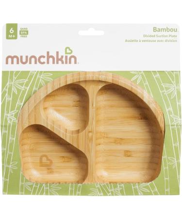 Munchkin Bambou Divided Plate - Stay Put Suction Plate for Babies & Toddlers | BPA Free Bamboo Plate for Baby Weaning | Kids' Mealtime Essential - Buy Online on GoSupps.com
