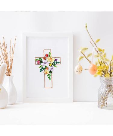 Louise Maelys Cross Lily Embroidery Starter Kit for Adults - Easter Jesus Theme - Includes Hoop, Needles, Threads, Instructions - Buy Online on GoSupps.com