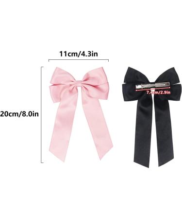 2 Pack Bow Hair Clips Black Hair Bows for Women Girls Large Bow Clips Hair Barrette Hair Accessories(Black Pink) - Buy Online on GoSupps.com