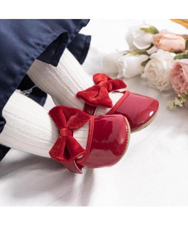 CENCIRILY Baby Girl Mary Jane Shoes | Anti-Slip First Walking Soft Sole Flats for 12-18 Months | Red Princess Wedding Dress - Buy Online on GoSupps.com