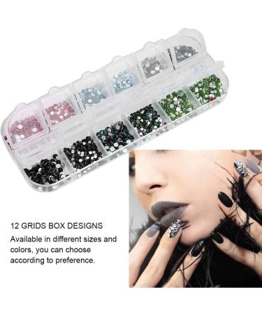 12 Grids Nail Art Rhinestones DIY Nail Decoration Glitter Beads Manicure Tool with Fashionable Design Safe Material for Nails (Rhinestone 6#) - Buy Online on GoSupps.com