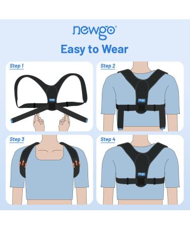 NEWGO Posture Corrector Back Brace - Adjustable Posture Support for Men & Women | Mid & Upper Spine Pain Relief | Breathable Design for Comfort - Buy Online on GoSupps.com