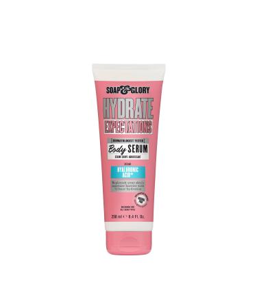 Soap & Glory Hydrate Expectations Body Serum - Thirst Quenching Hyaluronic Acid - Full-Coverage Lightweight Fast Absorbing Vegan Moisturizing Body Serum (8.4 Fl Oz)