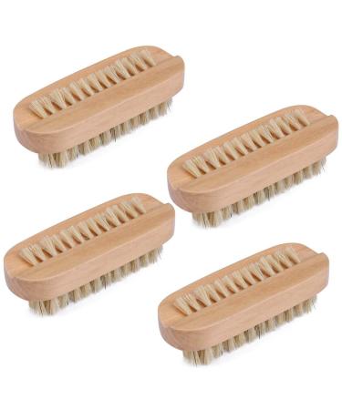 Natural bristles manicure nail brush wood double-sided manicure pedicure brush nail bath brush nail cleaning small brush (4 pieces)