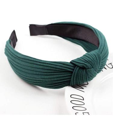Knotted Headbands For Women Wide Plain Turban Headband Fashion Cross Knot Hair Bands With Solid Colors (Dark Green) - Buy Online on GoSupps.com