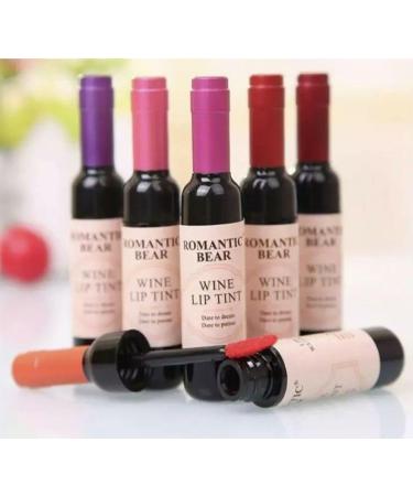 DEALPLUSDEAL ROMANTIC BEAR Wine Lip Tint Set - 6 Pcs, Long Lasting & Waterproof Lip Gloss Collection - Buy Online on GoSupps.com