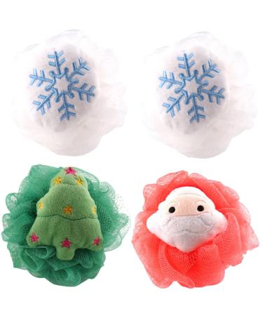 NOLITOY 4pcs Bath Ball Bath Bathroom Accessory Santa Bath Ball Bathing Sponge Back Exfoliator Sponge Christmas Loofah Ball Bath Sponge Sponges Household Loofah Ball Stuffing Cotton