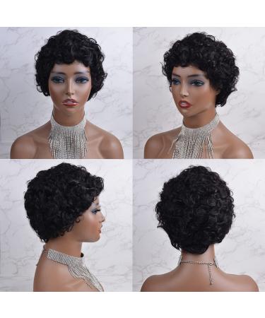 Short Curly Pixie Cut Wig for Black Women - Human Hair Full Made Natural Color 1B | Non-Lace Short Hair Wig - Buy Online on GoSupps.com