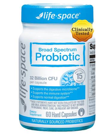 Life-Space Premium Broad Spectrum Probiotics 2 Month Serving 32 Billion CFU & 15 Diverse Strains Formulated for Daily Digestive Health & Immune Health Probiotics for Women & Men 60 Veg Capsules A- Premium Broad Spectru