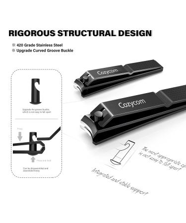 CozyCom Stainless Steel Nail Clippers Set for Adults (2PCS) with Tin Case - Fingernail and Toenail Cutter for Men and Women - Buy Online on GoSupps.com