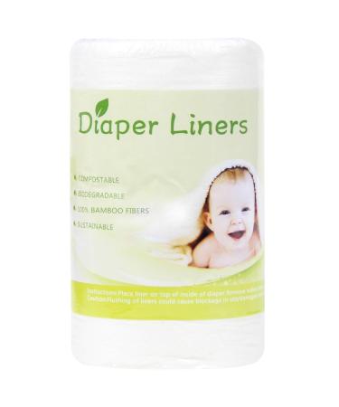 Leekalos Biodegradable Bamboo Diaper Liner Super Soft Disposable Unscent Diaper Liners,100 Sheets