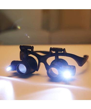 Lightweight Magnifying Glass 10X 15X 20X 25X 4 Interchangeable Lenses Headband Magnifying Glass for Watch Repair Mirror Reading with 2 Led Lights Lofty Ambition - Buy Online on GoSupps.com