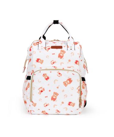 Diaper Bag Backpack , Multifunction Organizer Large Travel Baby Nappy Bag with USB Port Stroller Straps for Mom Dad Beige