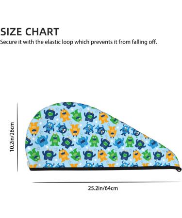 Hair Towel Wrap - Quick-Dry Cartoon Monster Turban | Soft Hair Drying Towel with Button - Buy Online on GoSupps.com