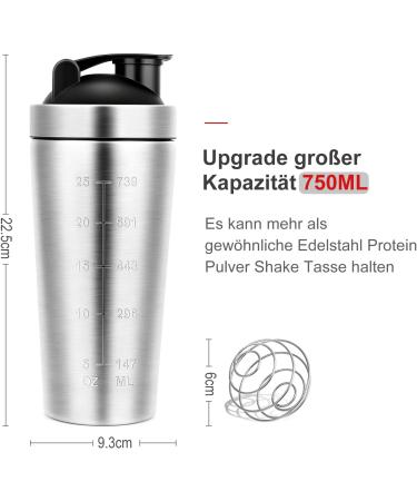 Shop Laoool Stainless Steel Protein Shaker 750ml | BPA-Free Classic Loop Shaker with Blender Ball for Fitness Yoga & Sports - International Shipping - Buy Online on GoSupps.com