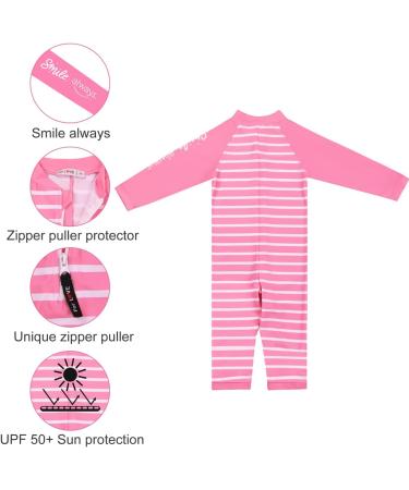 weVSwe Baby Toddler Boy Swimsuit UPF 50+ Sun Protection Rash Guard Swimwear | Pink Stripes | 2 Years - Buy Online on GoSupps.com