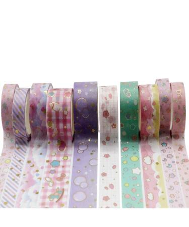 VEYLIN 10Rolls Gold Foil Washi Tape  Pastel Decorative Masking Tape for Gift Wrappings Pink Gold - Buy Online on GoSupps.com
