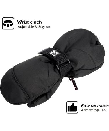 HIGHCAMP Kids Waterproof Winter Mittens M (6-8 Y) Black with Stay-on Strap - Buy Online on GoSupps.com