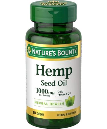 Hemp Seed Oil by Nature's Bounty, Herbal Supplement, 1000mg Cold Pressed Oil, 30 Softgels 1000 mg
