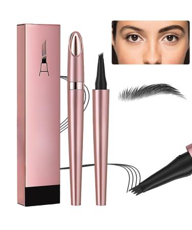 Magic Eyebrow Pencil - 2024 New 3D Waterproof Microblading Eyebrow Pencil Contouring Pen - Natural Long-Lasting Fine Stroke Microblading 4 Tip Eyebrow Pencil (Black)