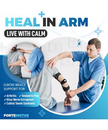 Elbow Brace Support for Cubital Tunnel Syndrome | Tendonitis Splint for Men & Women | Premium Black Medium Elbow Support & Protection - Buy Online on GoSupps.com