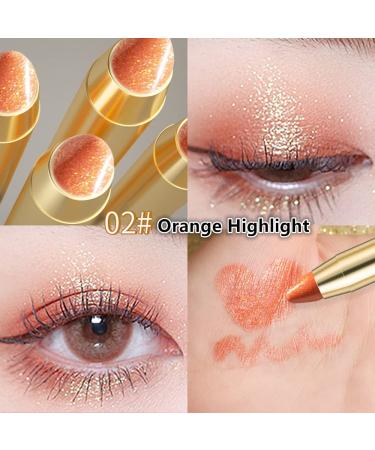 Go Ho Orange Highlighter Eyeshadow Stick - Cream-to-Powder Pen for Bright Eyes | Shimmer Orange Hue | Easy Application with Sponge | 01 Shimmer Orange & 02 Highlighter - Buy Online on GoSupps.com