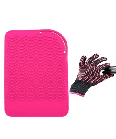 Heat Resistant Glove & Mat Set for Curling Irons, Hair Straighteners, Flat Irons - Pink Silicone Bump Glove & Mat Combo - Buy Online on GoSupps.com