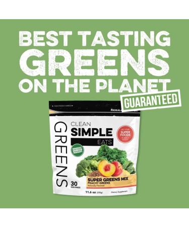 Clean Simple Eats Peachy Greens Superfood Powder Mix | Gluten Free Organic Smoothie & Juice Mix with Chlorella & Spirulina | 30 Servings - Buy Online on GoSupps.com