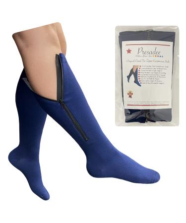 Original Navy 20-30 mmHg Firm Zipper Compression Leg Closed Toe Sock 3X-Large Navy