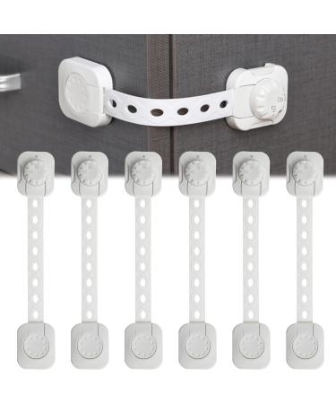 Cabinet Locks for Babies (6 Pack) Safety Child Lock Baby Proofing Drawers Door Latches for Fridge, Dishwasher, Toilet Seats, Ovens, Kitchen - Adjustable Kids Strap Lock, 3M Adhesive Easy Installation