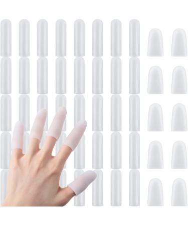 50 Pieces Gel Finger Cots Gel Finger Support Protector Gloves Gel Finger Cover Caps Silicone Finger Sleeves, 40 Pieces Long, 10 Pieces Short (White)