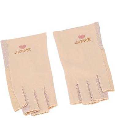  Fockety Fockety Nail Lamp Gloves Thoughtful Design Stretchable UV Protection Fingerless Manicure Gloves for Dry Nail Gel Medium Size Cotton Fiber (Light Yellow) - Buy Online on GoSupps.com