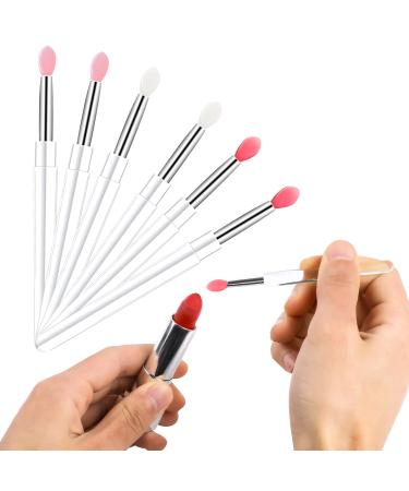 6 Pcs Lip Brush Silicone Lip Applicator with Caps Lip Makeup Brush Reusable Lipstick Applicators for Lip Gloss, Lip Mask, Eyeshadow, Lip Cream, Lip Scrub (Multicolor)