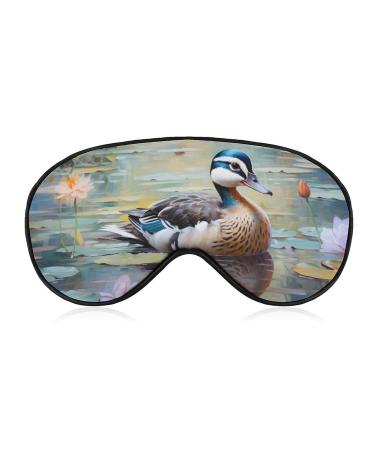 Duck Lotuses Prints Sleep Mask Block Out Light Sleeping Eye Mask Comfortable Night Sleeping Mask Ultralight Travel Eye Cover for Women Men