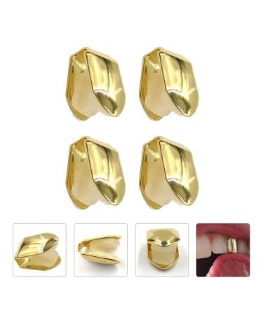 2pcs Golden Single Tooth Fangs Hip Hop Grills Set - Top & Bottom Dental Veneers - Buy Online on GoSupps.com