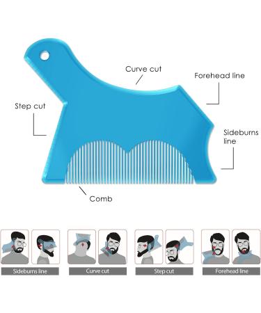 Beard Shaping Tool with Comb - Men's Beard Guide Shaper and Trimmer Template in Clear Blue - Symmetric Curve Outliner Stencil for Jaw, Cheek, and Neck Lineup - Buy Online on GoSupps.com