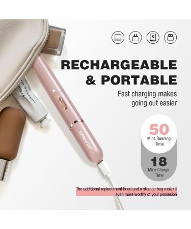 SUPRENT Women's Facial Hair Remover & Eyebrow Trimmer - Rechargeable Painless Razor for Lips Cheeks Ears Neck & Chin - Easy Clean Pink - International Shipping Available - Buy Online on GoSupps.com