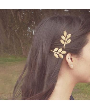 Aneneicera boho sheet hairpise barrette vintage gold leaf hair clip retro hair clip French hair bobby pins decorative daily wear hair clamps wedding hair jewelry for women and 2pcs
