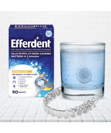 Efferdent PM Overnight Anti-Bacterial Denture Cleanser Tablets 90 ct. (Pack of 4) - Effective Denture Cleaning Solution - Buy Online on GoSupps.com