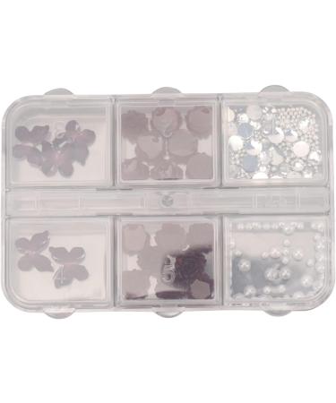 Nail Art Rhinestones Kit Dark Red Butterfly Nail Charms Glittering 3D Flower Portable Nail Charms Vintage Nail Charms Kit Transparent with 6 Grid Storage Box - Buy Online on GoSupps.com