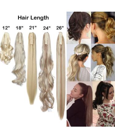 Claw Clip in Ponytail Hair Extension Synthetic Hair Extensions Hairpiece One Piece Long Pony Tails 12inch Curly - Light Brown & Ash Blonde - Buy Online on GoSupps.com