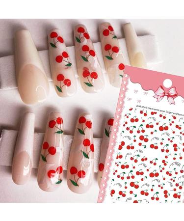 3pcs Summer Fruit Nail Stickers - Strawberry, Cherry, Watermelon Nail Decals - Buy Online on GoSupps.com