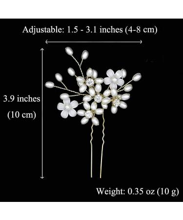 Sppry Wedding Hair Pins - Elegant Pearl Floral Crystal Hair Accessories for Bridal Women (Gold) - Set of 3 - Buy Online on GoSupps.com
