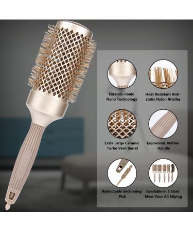 5PCS Round Brush Set with Boar Bristle Curved Vented Hair Brush - Nano Thermal Ceramic & Ionic Tech for Healthy, Shiny Hair - Buy Online on GoSupps.com