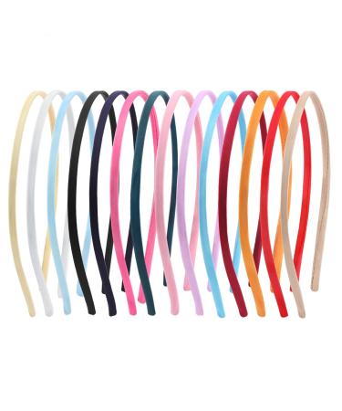 Headbands Satin Headbands 14 Pieces Colorful Non-Slip Hairbands 5mm Wide DIY Hair Accessories for Girls Children