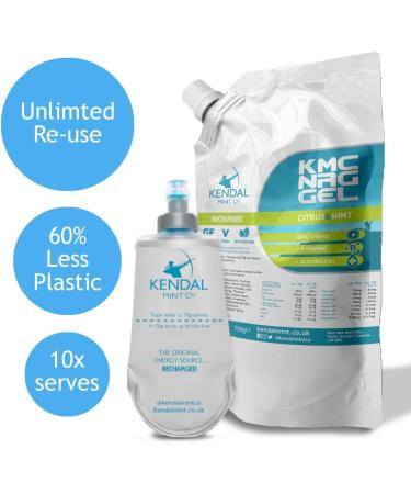 Kendal Mint Co Citrus Mint Energy Gel Bundle (10 x 70g Servings + 150ml Flask) - Buy Online on GoSupps.com