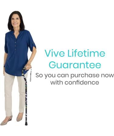 Vive Adjustable Walking Cane for Men and Women - Sturdy Design with Slip-Proof Rubber - Black Butterfly Design - Buy Online on GoSupps.com