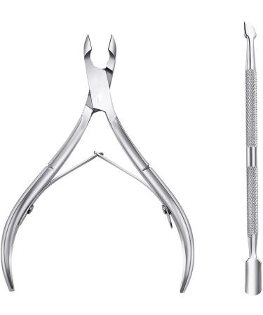 faddy-1 Cuticle Nipper Set Cuticle Cutter Trimmer and Cuticle Pusher with Non-slip Protective Coating Handle Stainless Steel Cuticle Cutter Clipper Durable Cuticle Nipper and Remover